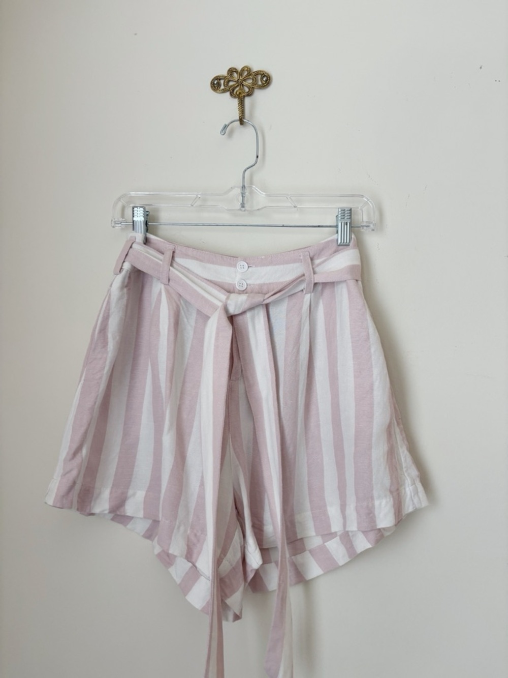 Rails Katy Pink Petal Stripe Linen Blend Shorts Medium Coastal Summer